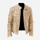 Men's solid biker jacket with stand collar and zipped pockets