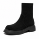 Women's panelled ankle boots with round toe and low heel