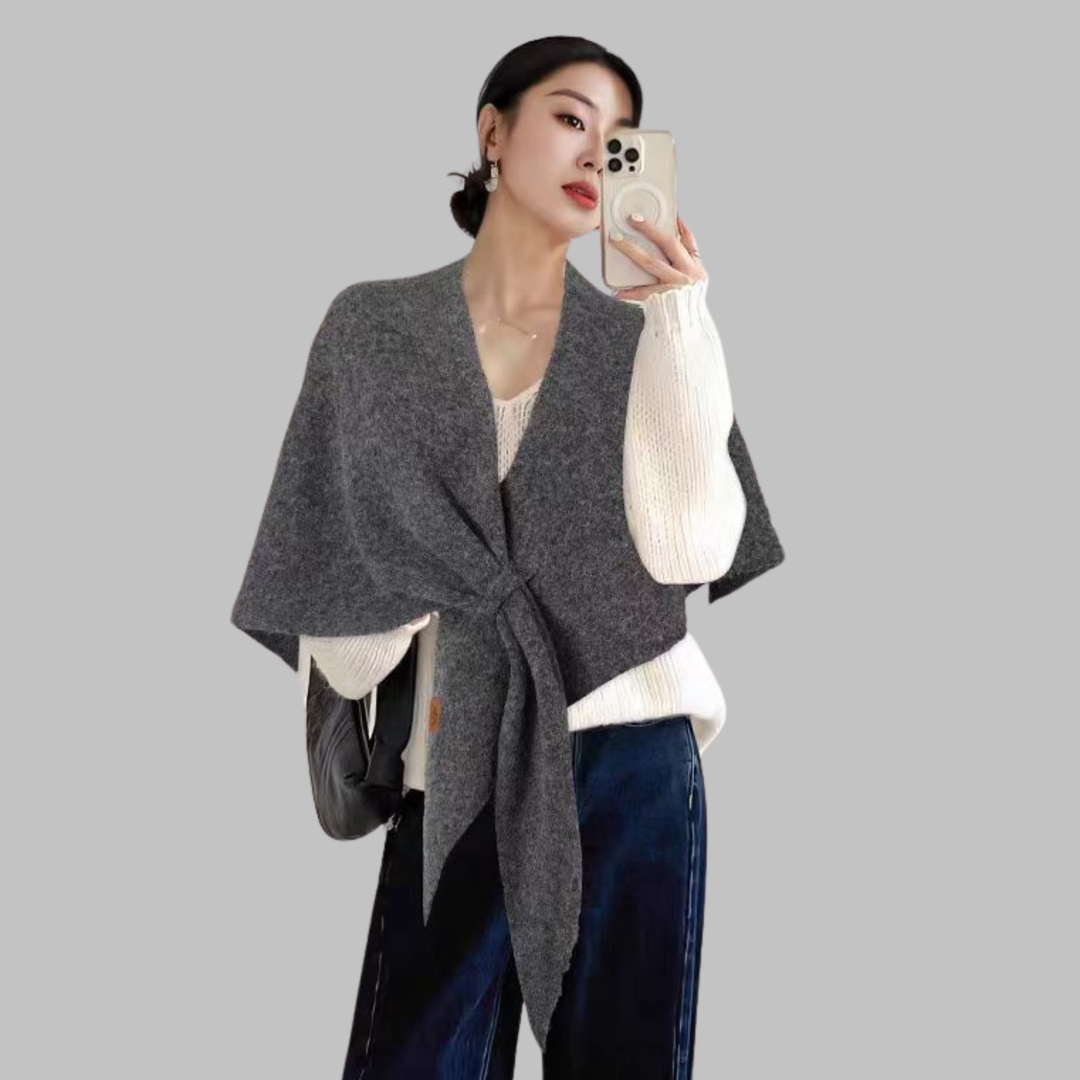 Women's Soft Triangle Shawl in Red Striped - View 14 | Bellmere