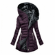 Women's hooded quilted coat with plush-textured lining and zip pockets