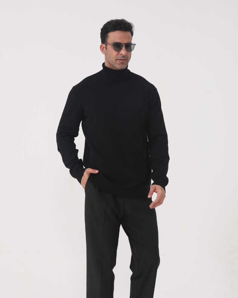 Men's long-sleeve ribbed turtleneck sweater