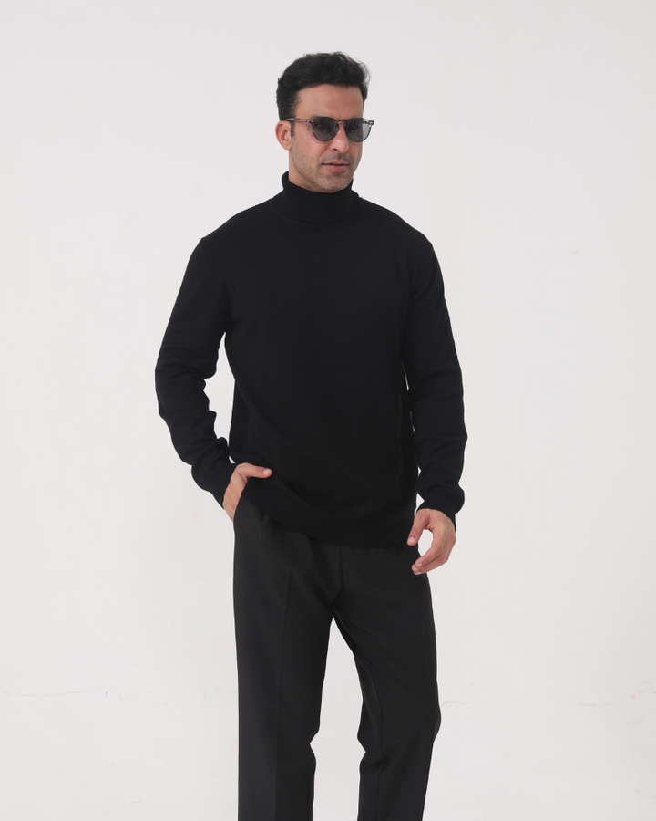 Men's long-sleeve ribbed turtleneck sweater