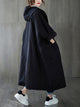 Women's long hooded trench coat with rolled sleeves and large front pockets