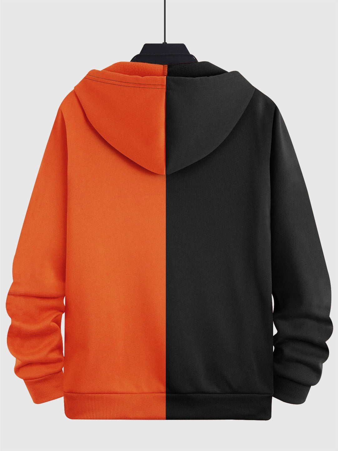 Two-tone men's zip-up hoodie with graphic face print and front pockets