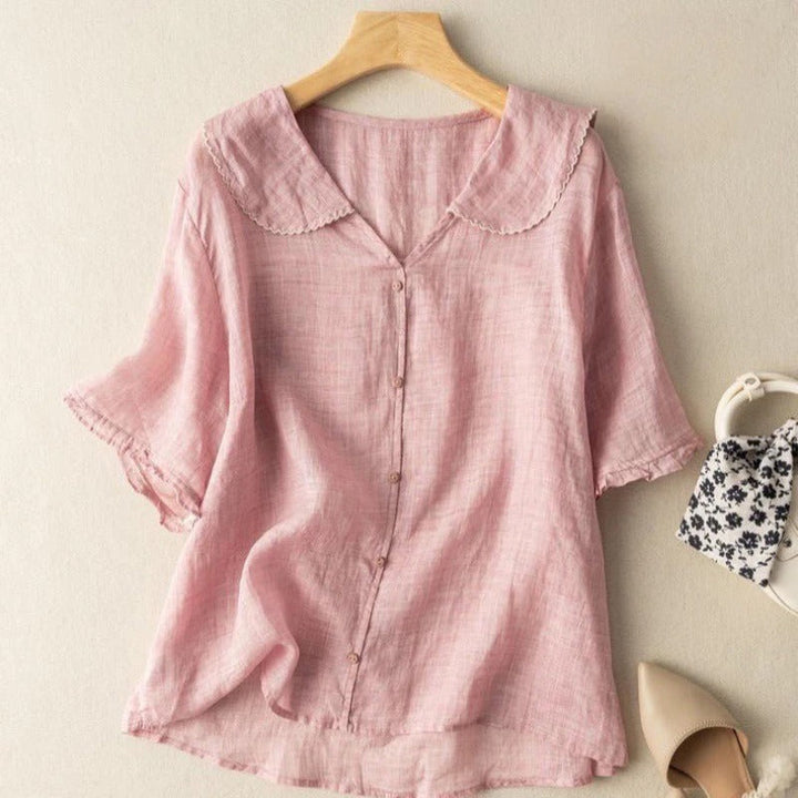 Vintage Blouse with Button Detail in Green - View 4 | Bellmere