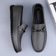 Men's slip-on loafers with moc toe and decorative vamp strap
