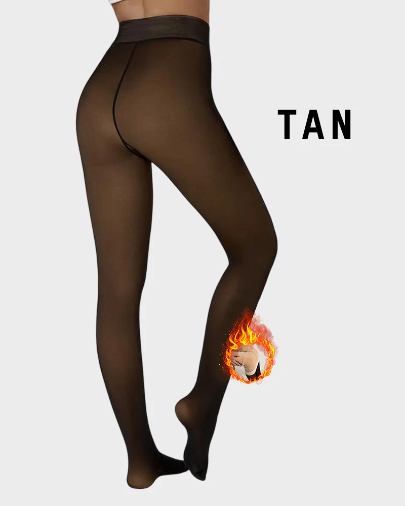 Semi-transparent fleece-lined tights with a high waistband