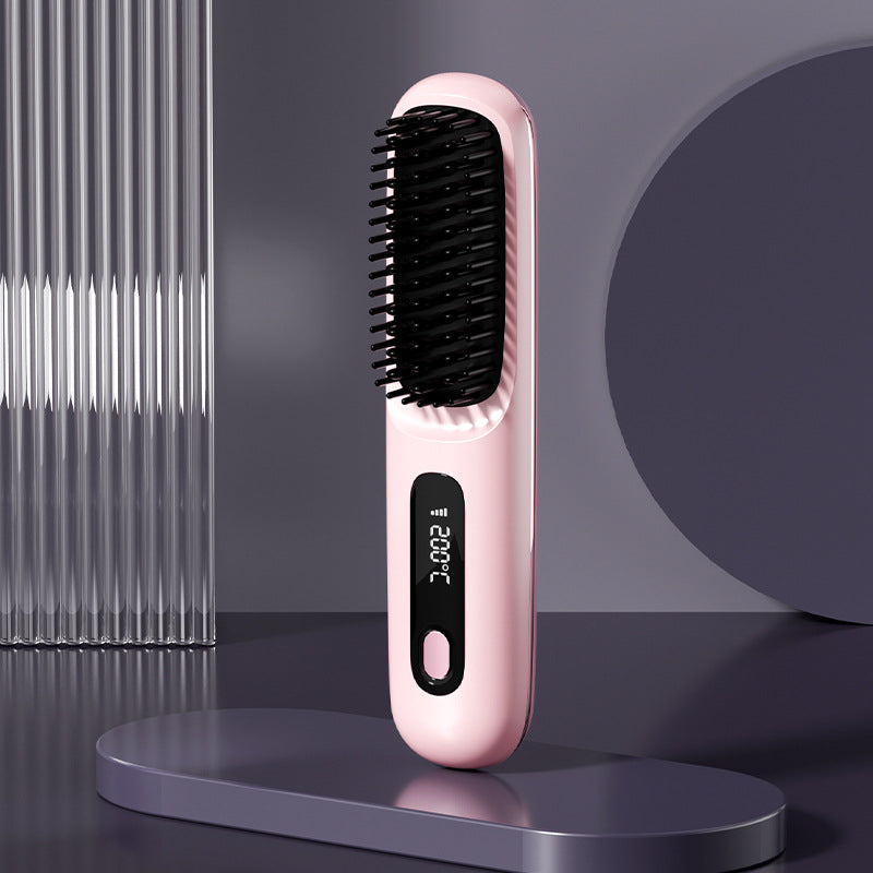 Wireless ceramic heating hair straightening comb