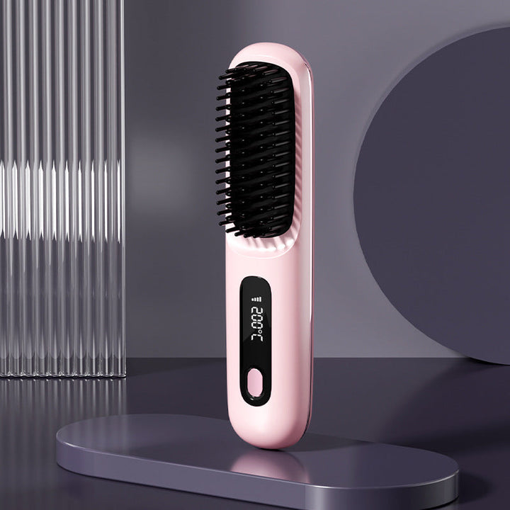 Wireless ceramic heating hair straightening comb
