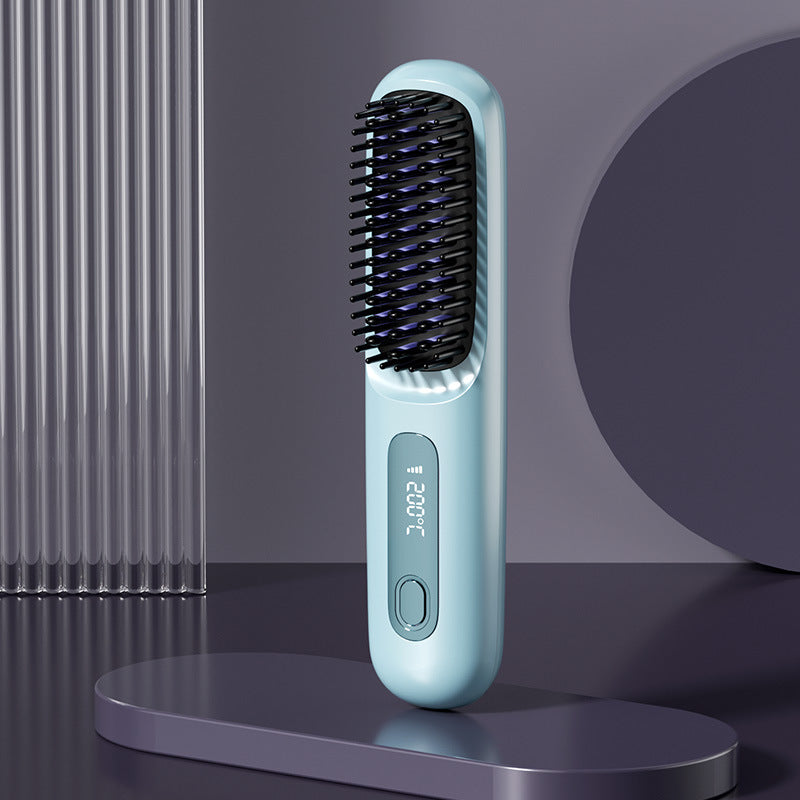 Wireless ceramic heating hair straightening comb