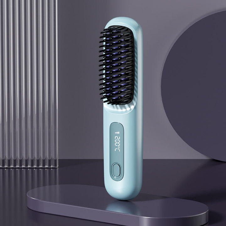 Wireless ceramic heating hair straightening comb