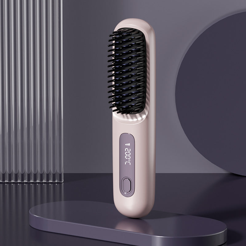 Wireless ceramic heating hair straightening comb