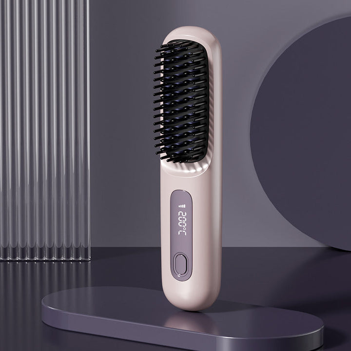 Wireless ceramic heating hair straightening comb