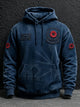 Men's oversized Remembrance Day hoodie with poppy graphics and front pocket