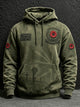 Men's oversized Remembrance Day hoodie with poppy graphics and front pocket