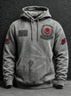 Men's oversized Remembrance Day hoodie with poppy graphics and front pocket
