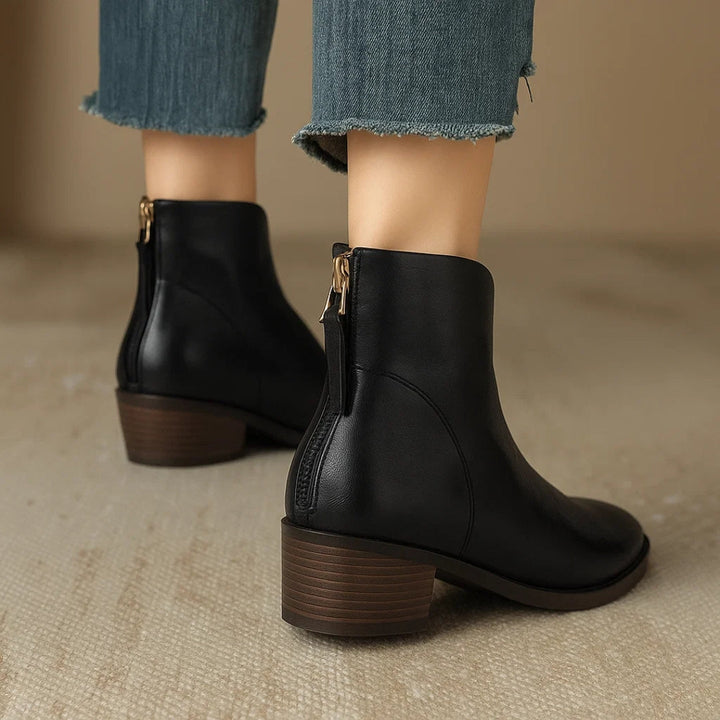 Women's Leather Ankle Boots in Black - View 10 | Bellmere
