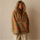 Women's floral fleece sweatshirt with hood, half-zip front and large kangaroo pocket