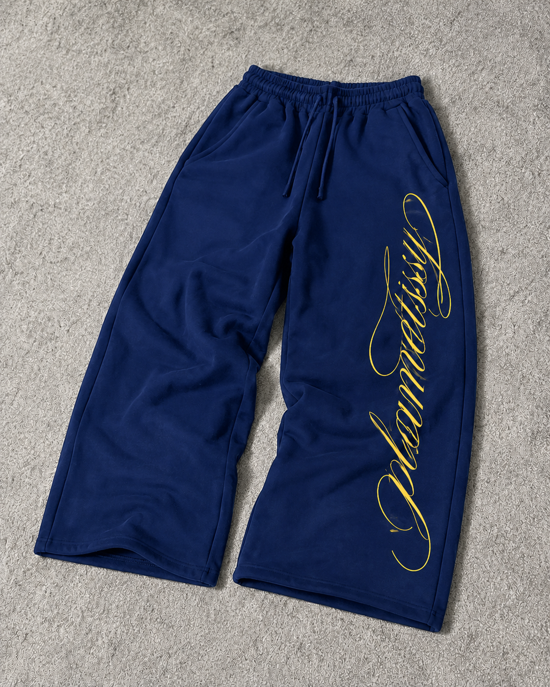 Unisex wide-leg jogger trousers with drawstring waist and script print