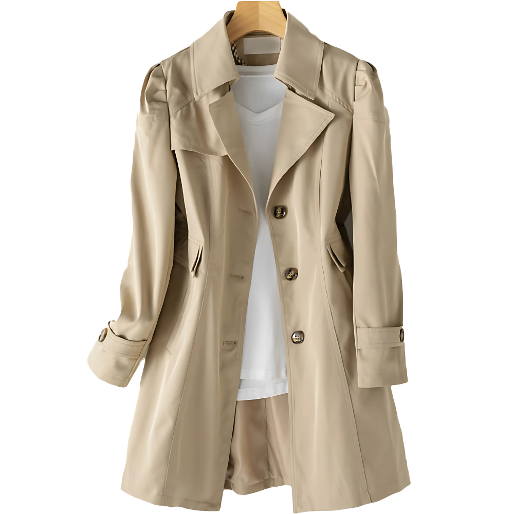 Women's double-breasted trench coat with flap pockets