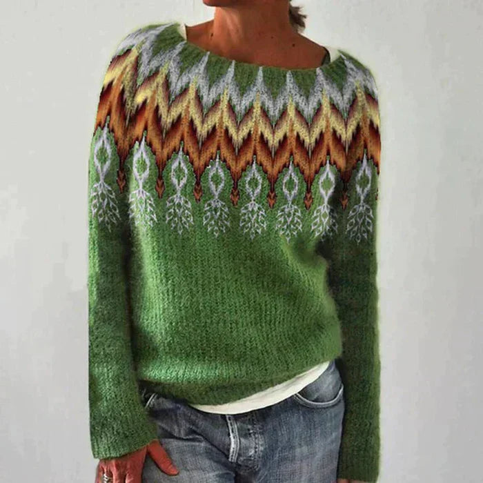Women's Fair Isle pattern pullover sweater with long sleeves