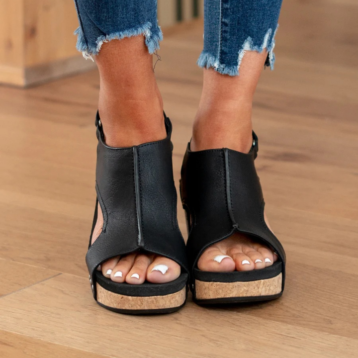 Women's Suede Wedge Sandals in Beige - View 5 | Bellmere