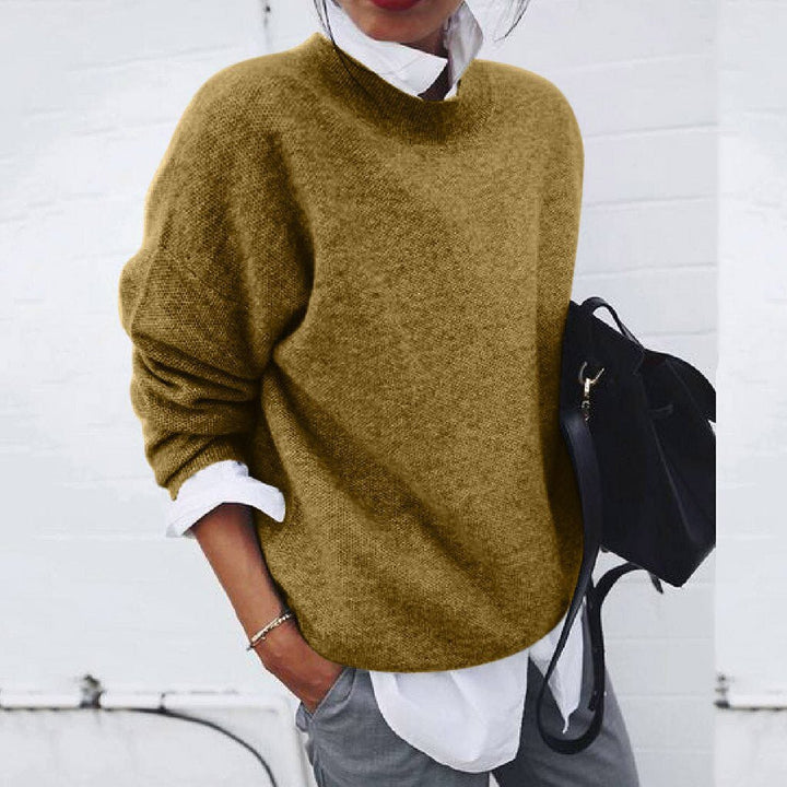 Women's knit cardigan with asymmetric button front and long sleeves