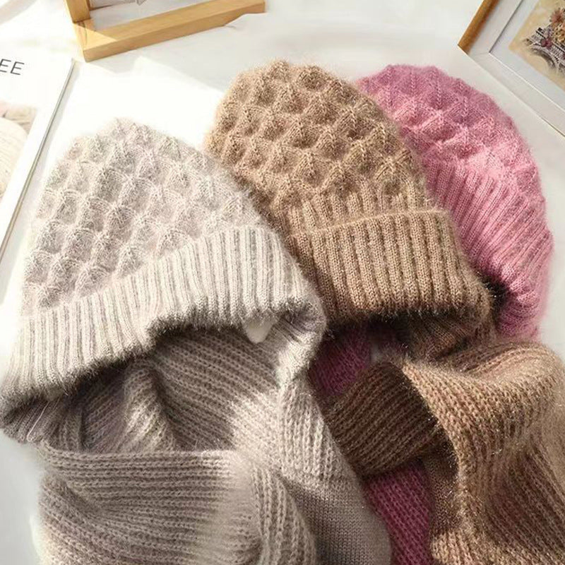 Women's ribbed knit hat and scarf set