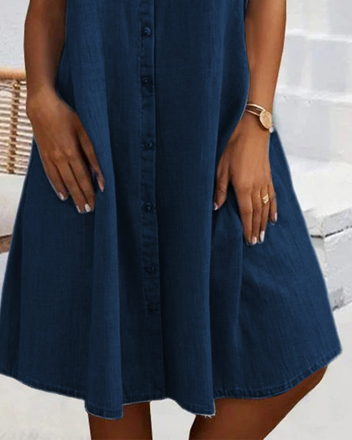 Lightweight Denim-Look Dress Dresses in Light Blue - View 9 | Bellmere