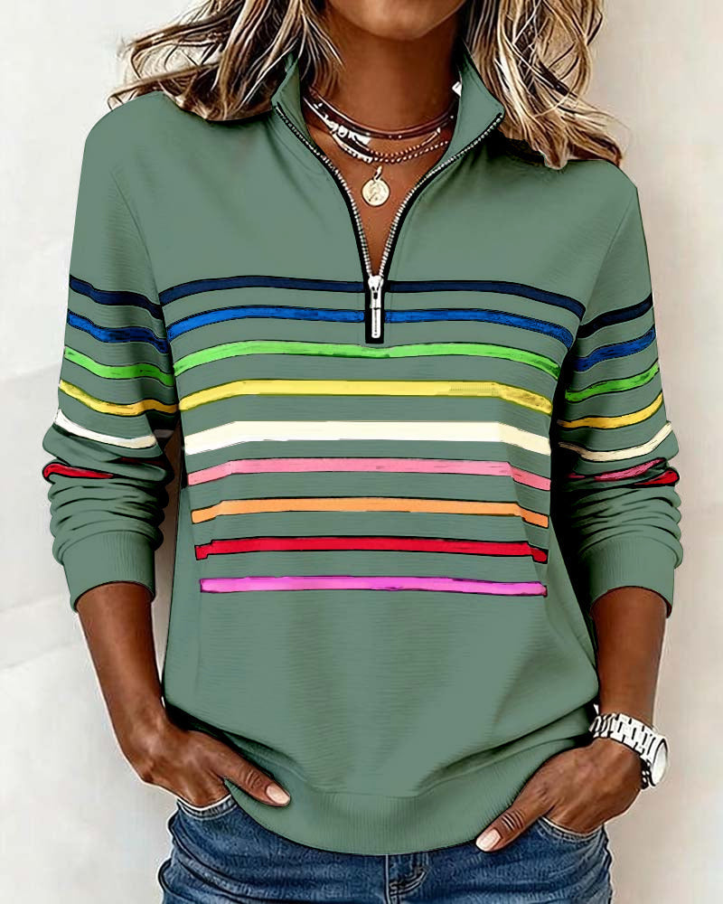 Women's multicoloured striped quarter-zip sweatshirt