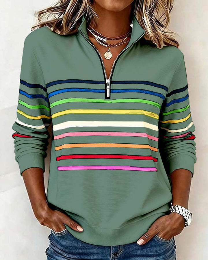 Women's multicoloured striped quarter-zip sweatshirt