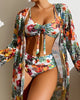Tropical Print Bikini Set with Cover-Up Swimwear Sale in Green (Almost Sold Out) - View 3 | Bellmere