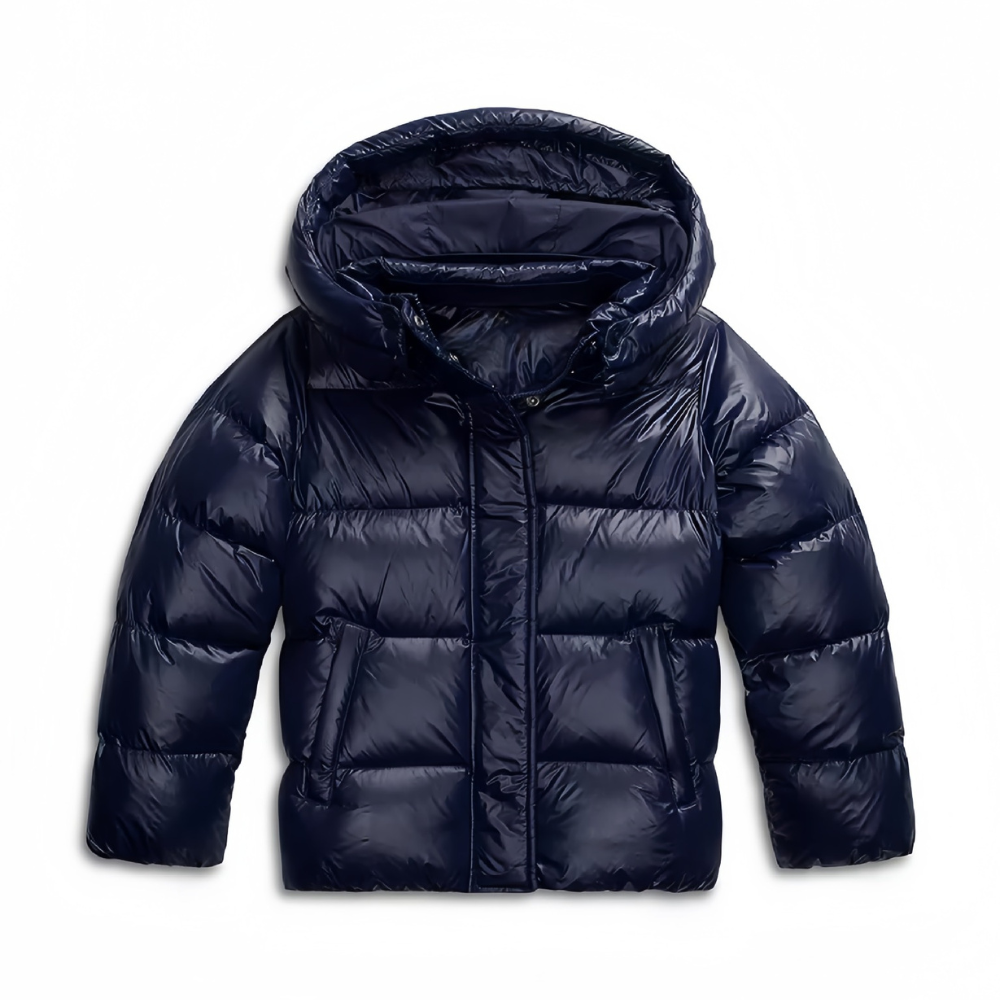 Women's black quilted hooded puffer jacket