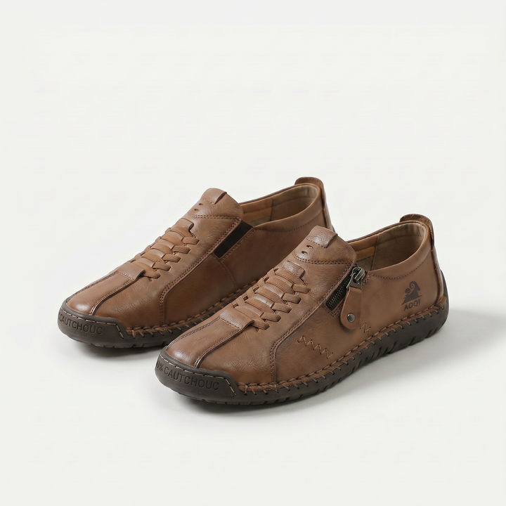 Women's low profile lace-up sneakers with side zip