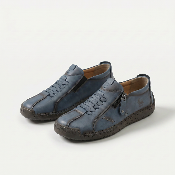 Women's low profile lace-up sneakers with side zip