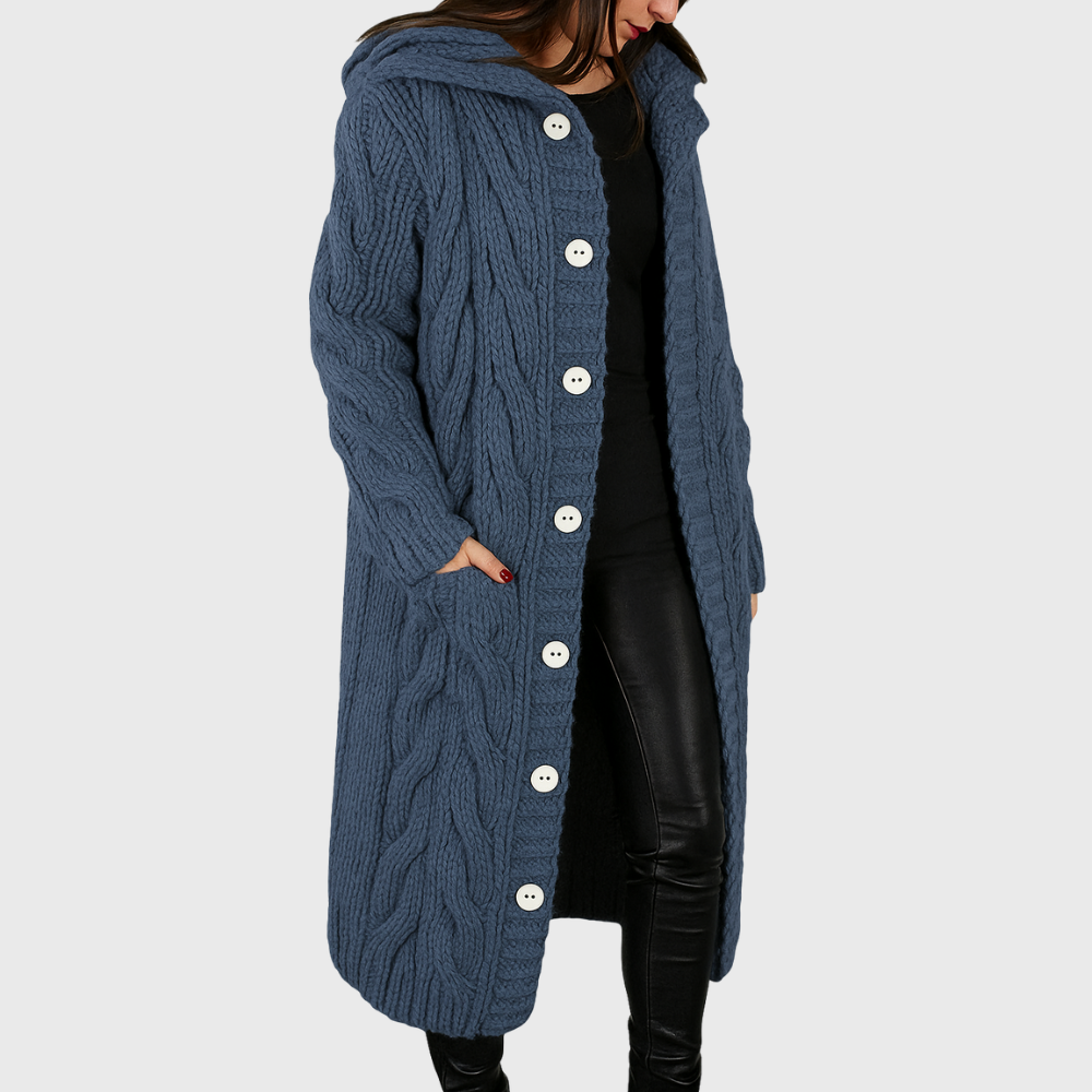 Women's Elegant Cosy Coat in Blue | Bellmere