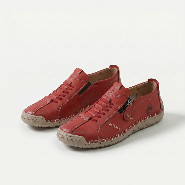 Women's low profile lace-up sneakers with side zip