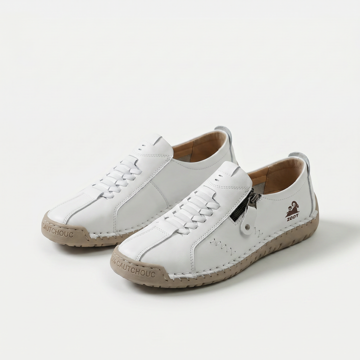 Women's low profile lace-up sneakers with side zip