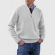 Men's long-sleeve half-zip mock neck sweater with ribbed trims