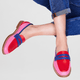 Women's colorblock slip-on loafers with contrasting strap detail