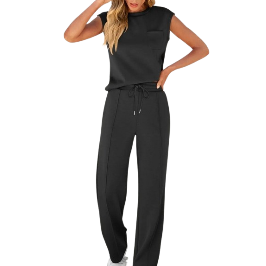 Women's Summer Lounge Co-Ord Set in Black | Bellmere