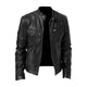 Unisex zip-front biker jacket with stand collar and multiple zipped pockets