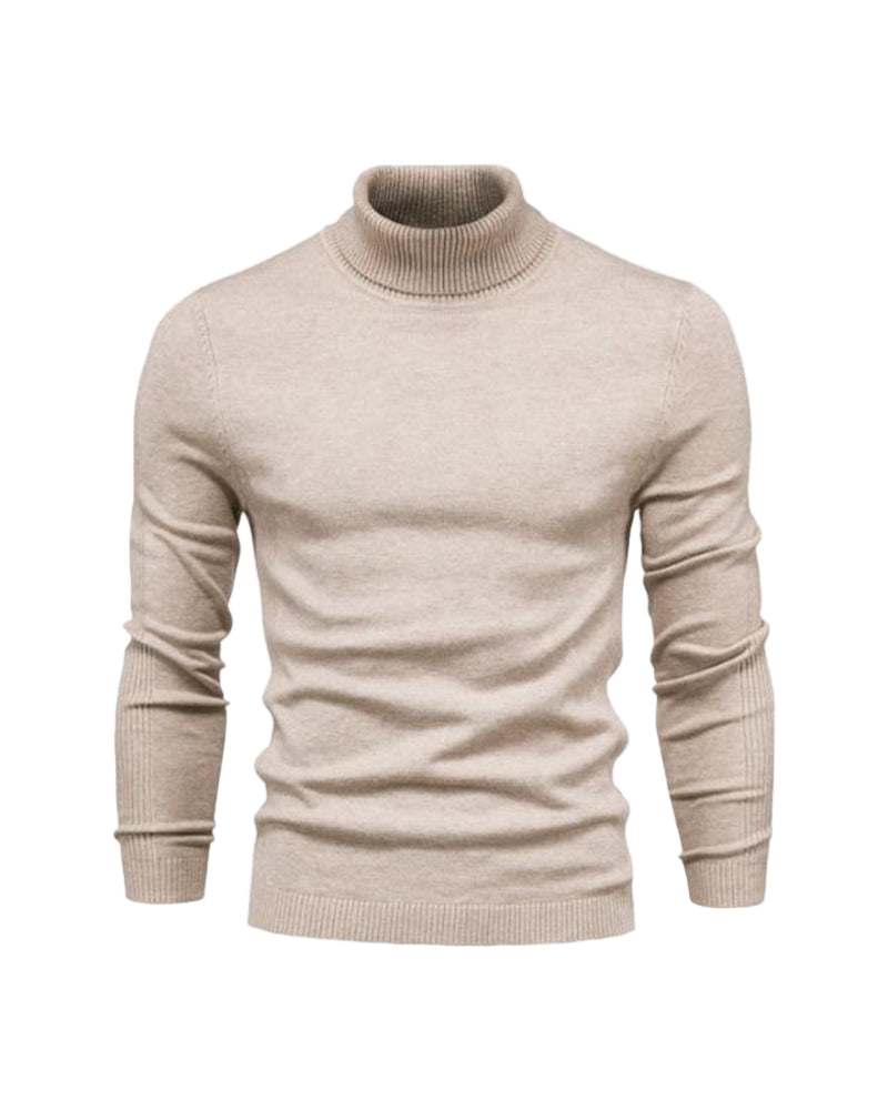 Men's long-sleeve ribbed turtleneck sweater