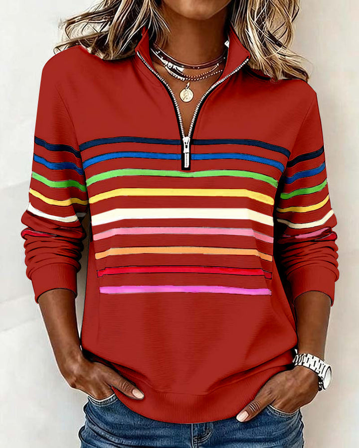 Women's multicoloured striped quarter-zip sweatshirt