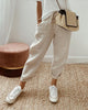 Women's High-Waist Trousers with Side Pockets in Beige | Bellmere