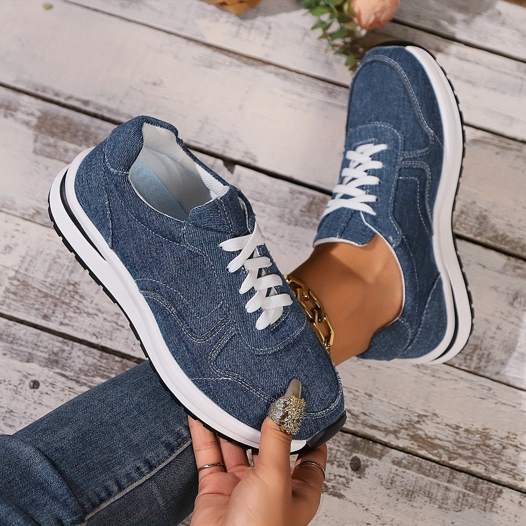 Women's Denim Sneakers in Blue - View 4 | Bellmere