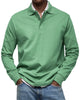 Men's long sleeve polo sweater with collared button placket and ribbed cuffs