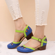 Comfortable Low-Heeled Sandals in Blue - View 3 | Bellmere