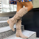 Women's slouch knee-high boots with side zips and low heels