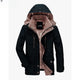 Men's hooded parka jacket with zip pockets, flap pockets and button fastening